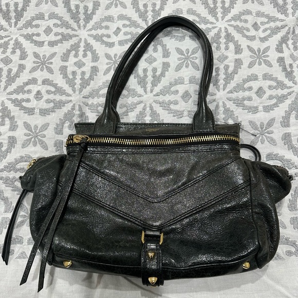 Botkier Metallic Black Trigger Satchel Bag - Picture 3 of 4